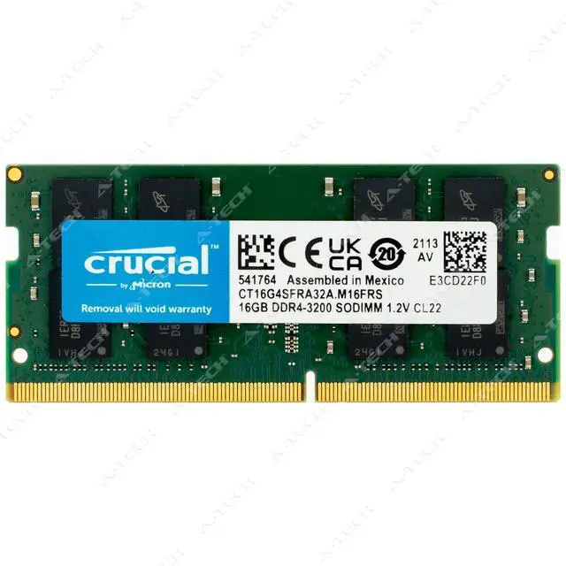 Alt view image 2 of 3 - Crucial 16GB DDR4 3200 MHz PC4-25600 SODIMM Laptop Memory RAM 1x (CT16G4SFRA32A)