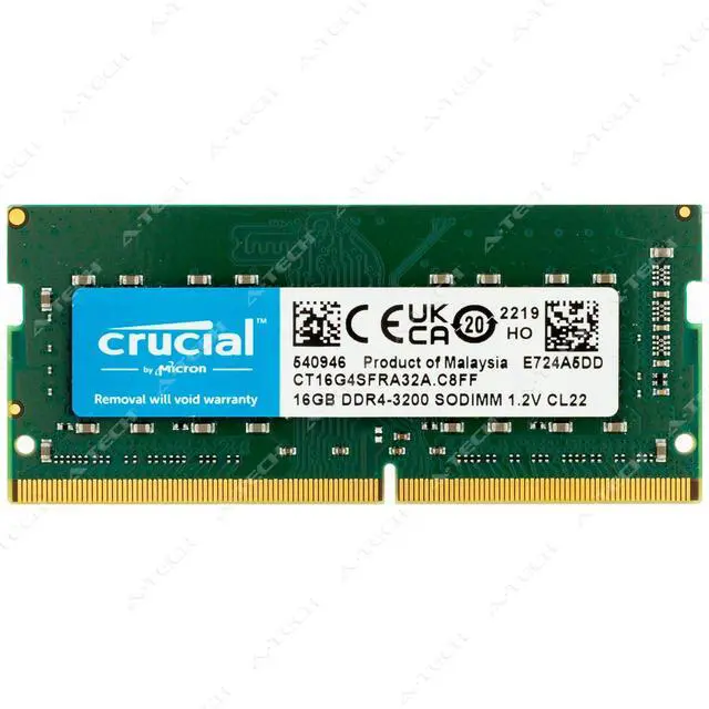 Main image of Crucial 16GB DDR4 3200 MHz PC4-25600 SODIMM Laptop Memory RAM 1x (CT16G4SFRA32A)