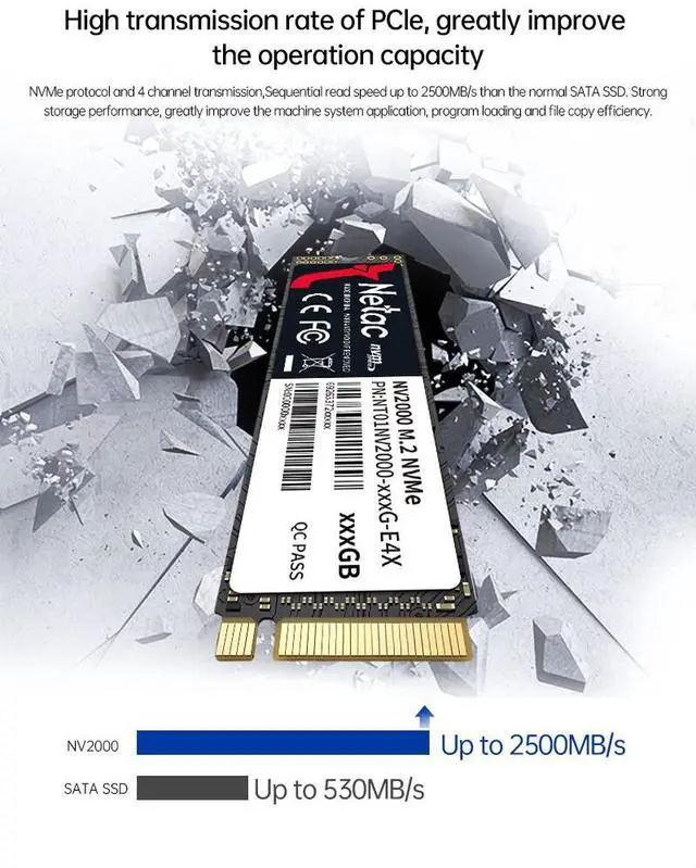 Alt view image 4 of 7 - Netac 512GB M.2 2280 Internal SSD PCIe Gen3x4 NVMe Solid State Drive 2500MB/s