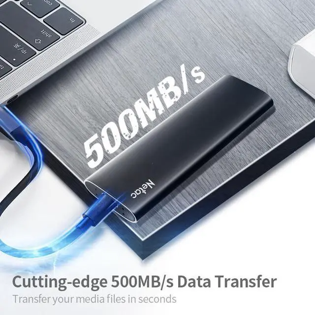 Alt view image 3 of 7 - Netac 250GB Portable SSD USB 3.2 Gen2 10Gbps Type-C External Solid State Drive