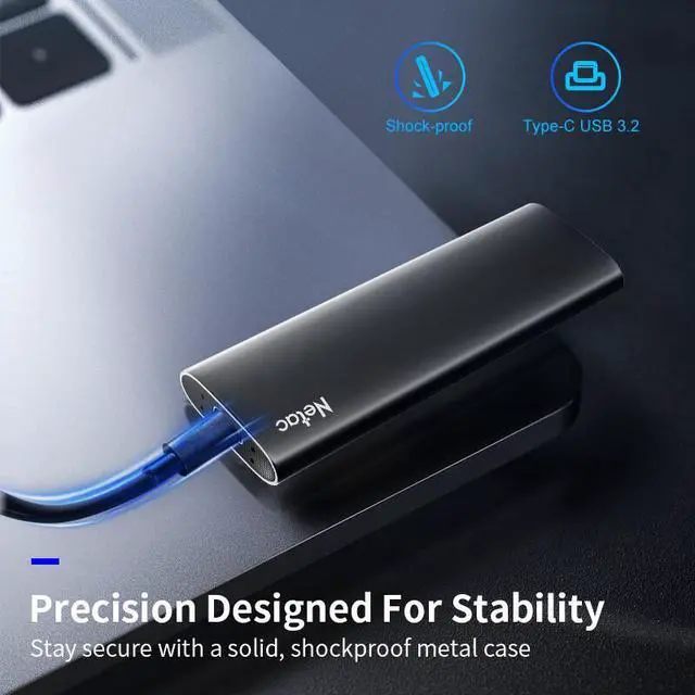 Alt view image 6 of 7 - Netac 250GB Portable SSD USB 3.2 Gen2 10Gbps Type-C External Solid State Drive