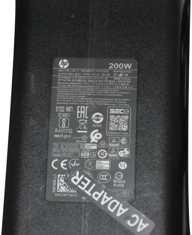 Alt view image 3 of 6 - HP pavilion 15-CX0076TX Envy 16 200W Power Adapter Charger TPN-DA23 M31368-003 - OEM