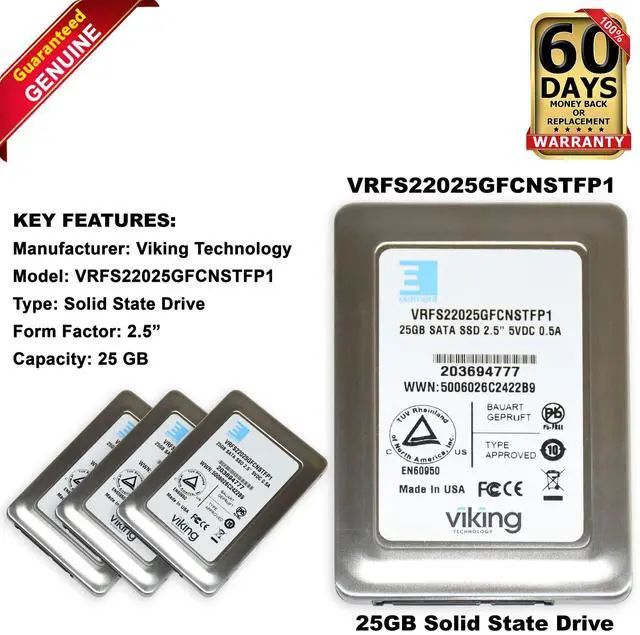 Main image of Dell Viking VRFS22025GFCNSTFP1 25GB 2.5" SATA SSD Solid State Drive 9X95T