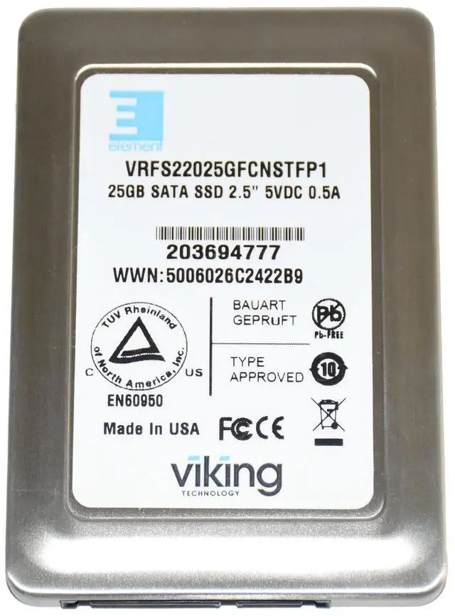 Alt view image 3 of 7 - Dell Viking VRFS22025GFCNSTFP1 25GB 2.5" SATA SSD Solid State Drive 9X95T
