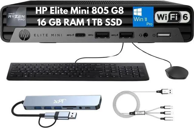 Main image of HP Elite Mini 805 G8 Desktop Ryzen 5 PRO 5650G 16GB 1TB SSD WiFi Docking W11Pro