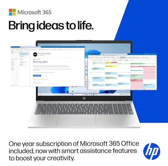 Alt view image 6 of 7 - HP 15.6" HD Intel 4-Core N100 4GB 128GB UFS WiFi 1TB Cloud 1 Year Office 365