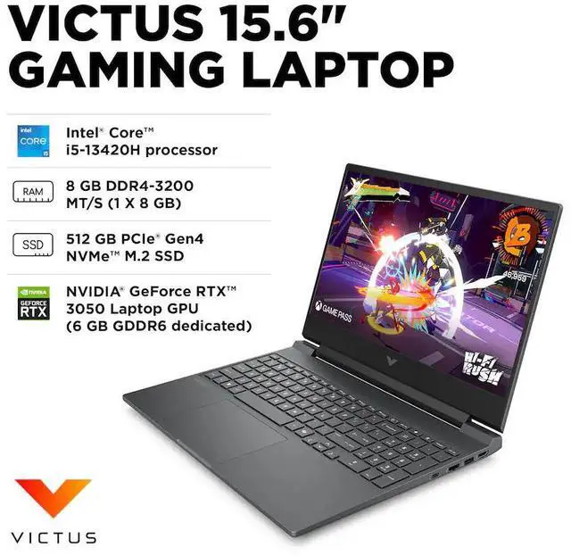 Alt view image 2 of 7 - HP Victus Gaming 15.6" 144Hz FHD Core i5-13420H 8GB 512GB SSD GeForce RTX 3050
