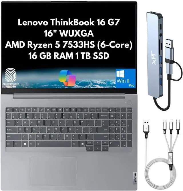 Main image of Lenovo ThinkBook G7 16" WUXGA 6-Core Ryzen 5 7533HS 16GB 1TB SSD FPR Dock W11Pro