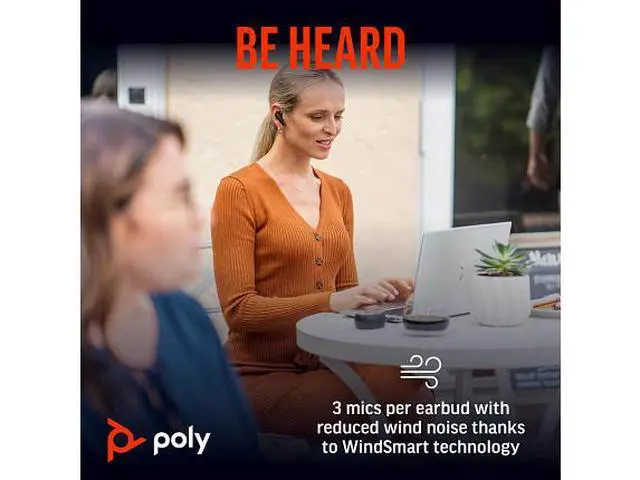 Alt view image 7 of 7 - Poly Voyager Free 60+ UC Carbon Black Earbuds +BT700 USB-C Adapter +Touchscreen - OEM