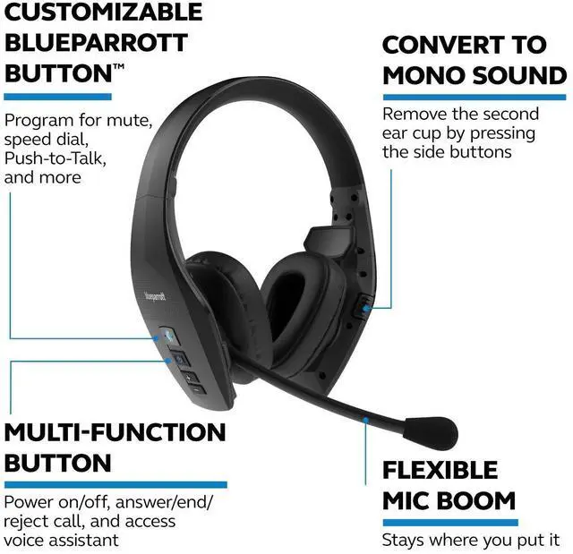 Alt view image 6 of 7 - BlueParrott S650-XT Wireless Bluetooth Noise Cancelling Headset, 36hrs battery