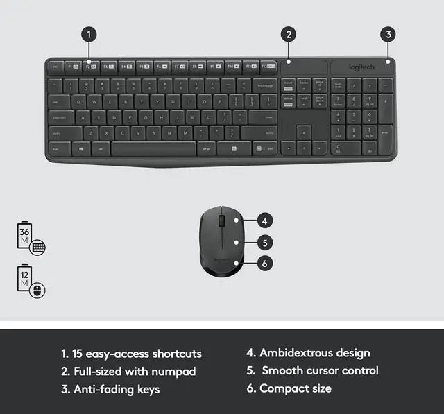Alt view image 5 of 5 - Logitech MK235 Wireless Keyboard and Mouse Combo