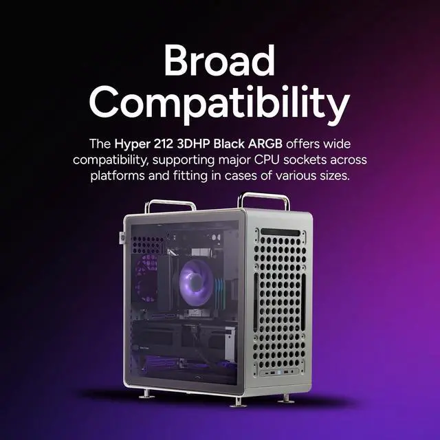 Alt view image 5 of 7 - Cooler Master Hyper 212 3DHP ARGB CPU Air Cooler, 3DHP Heat Pipe Technology
