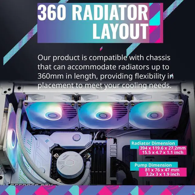 Alt view image 7 of 7 - Cooler Master MasterLiquid 360L Core White MLWD36MA18PZRW