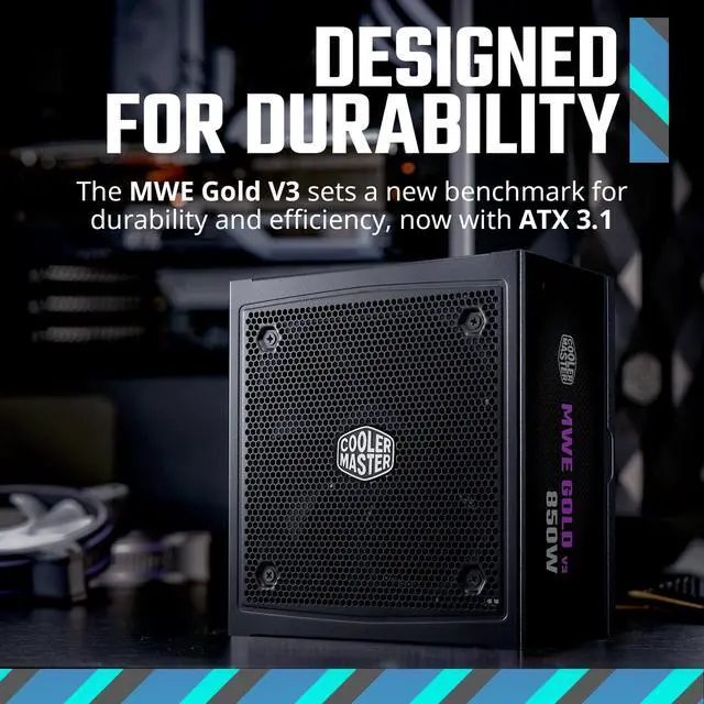 Alt view image 2 of 7 - Cooler Master MWE Gold MPX-8503-AFAG 850W Power Supply ATX 120 V AC 230 V AC