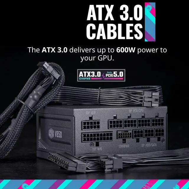 Alt view image 2 of 7 - Cooler Master V850 SFX Gold ATX 3.0 Full Modular Power Supply MPY8501SFHAGV3U