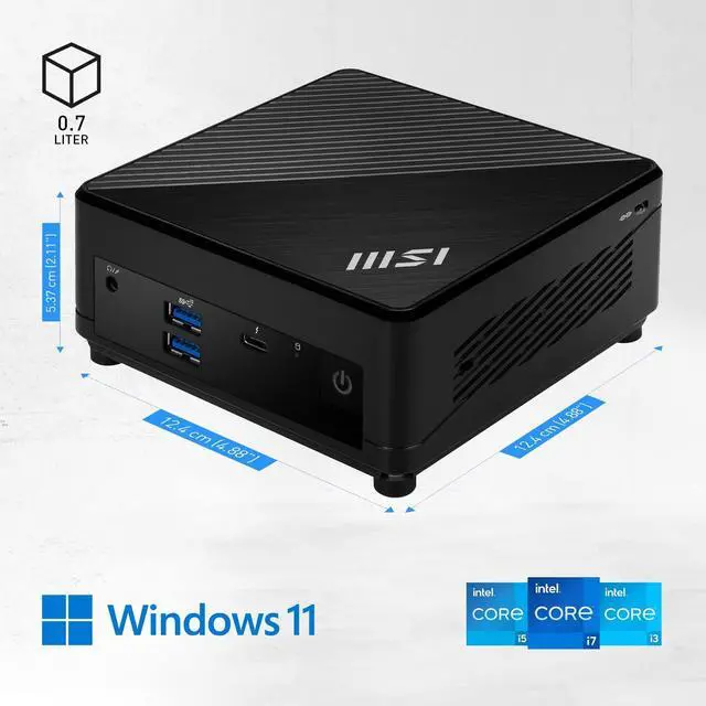 Alt view image 3 of 7 - MSI Cubi 5 12M NUC Mini PC Barebone i7-1255U, WiFi 6, BT 5.3, Dual LAN, Non-OS