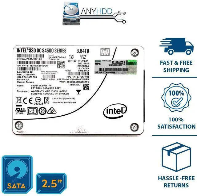 Main image of - Intel DC S4500 Series 3.84TB SATA 6Gb/s 2.5'' SSD SSDSC2KB038T7P - 100%