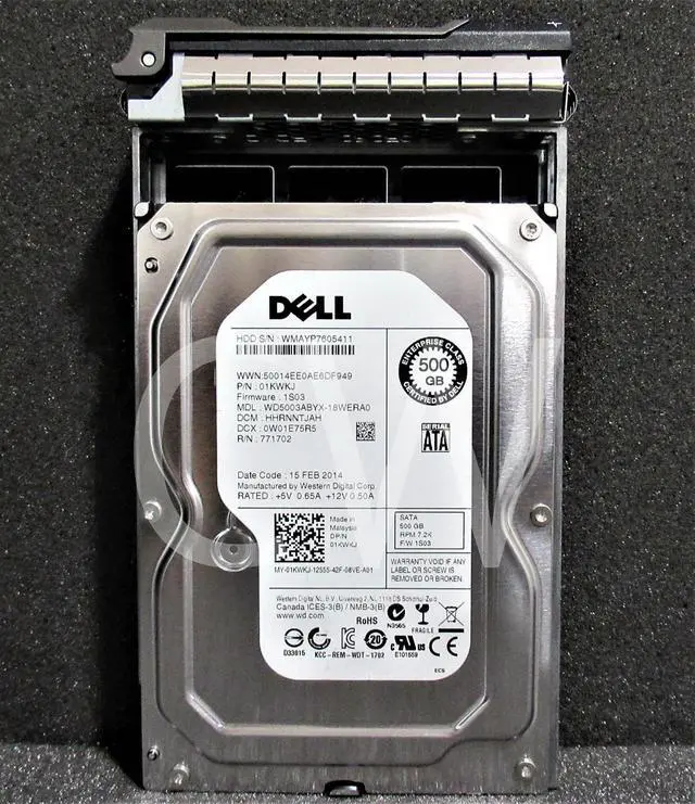 Main image of 1KWKJ Dell WD5003ABYX 500GB 7.2K RPM 3Gb/s 3.5" SATA HDD R710 R720 R730 R730XD
