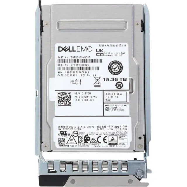 Alt view image 5 of 5 - (NOT FOR HOME PC!) Dell 15.36TB 24Gbps SAS RI TLC 2.5 SSD KPM7XRUG15T3 (19VGM-COL)