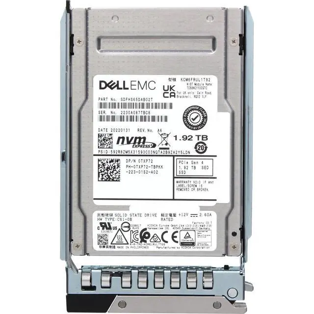 Alt view image 5 of 5 - Dell 1.92TB Enterprise NVMe Gen4 RI TLC SED FIPS 2.5 SSD CM6-R (TXP72)