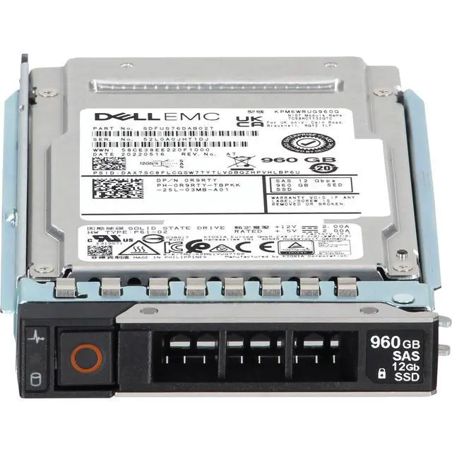 Alt view image 2 of 5 - (NOT FOR HOME PC!) Dell 960GB 12/24Gbps SAS RI TLC SED FIPS 2.5 SSD KPM6WRUG960G (R9RTY)