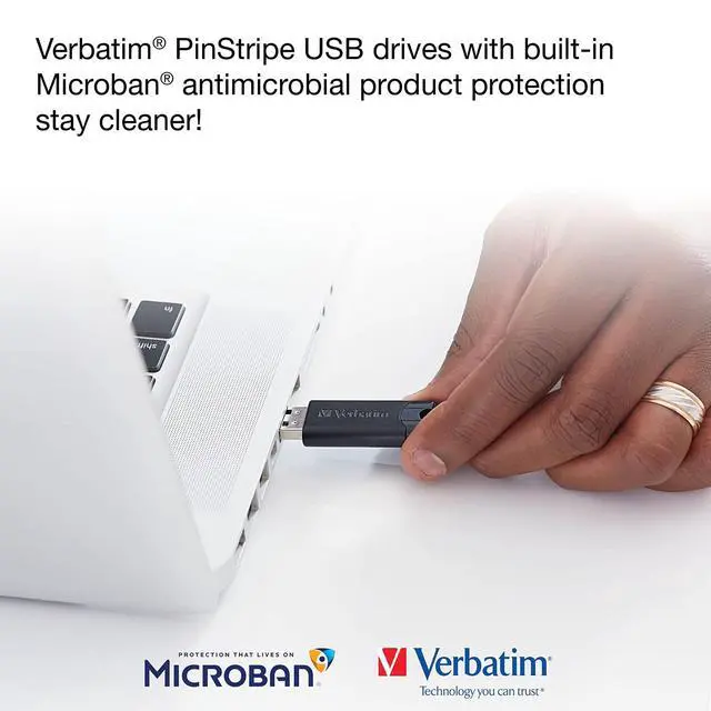 Alt view image 3 of 7 - Microban 32GB PinStripe USB 3.2 Flash Drive Business Pack