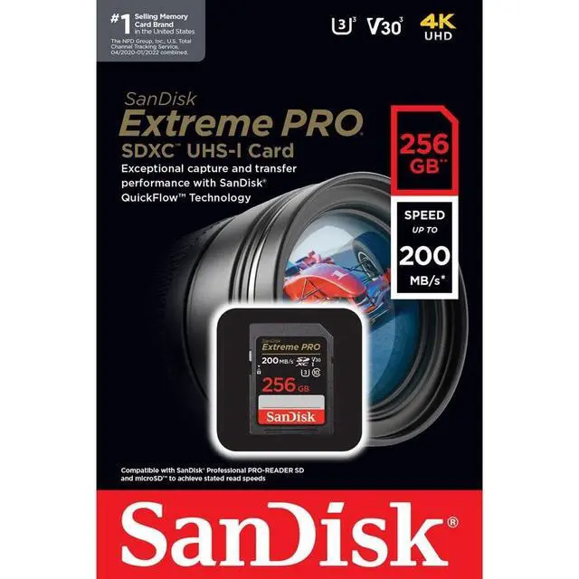 Alt view image 4 of 5 - SanDisk Extreme PRO 256 GB Class 3/UHS-I U3 V30 SDXC SDSDXXD256GANCIN