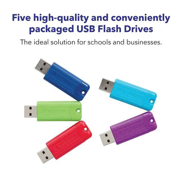 Alt view image 3 of 7 - Verbatim 16GB PinStripe USB 3.0 Flash Drive 5pk Assorted 70387