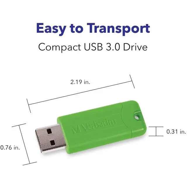 Alt view image 6 of 7 - Verbatim 16GB PinStripe USB 3.0 Flash Drive 5pk Assorted 70387