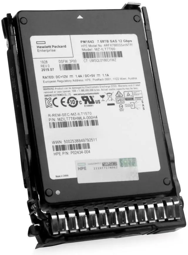 Alt view image 3 of 7 - (NOT FOR HOME PC!) HP Gen 8 7.68TB P49039-H21 SAS 12Gb/s 3D TLC 1 DWPD 2.5" Enterprise SSD