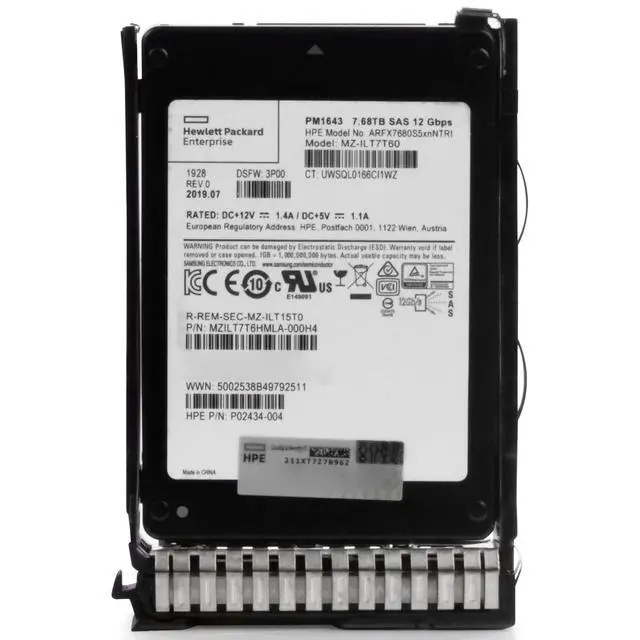Alt view image 5 of 7 - (NOT FOR HOME PC!) HP Gen 8 7.68TB P06599-001 SAS 12Gb/s 3D TLC 1 DWPD 2.5" Enterprise SSD