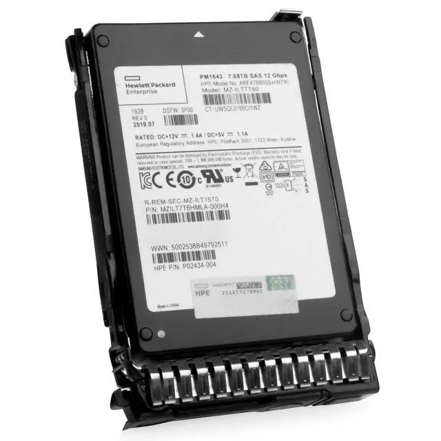 Alt view image 3 of 7 - (NOT FOR HOME PC!) HP Gen 8 7.68TB P37003-K21 SAS 12Gb/s 3D TLC 1 DWPD 2.5" Enterprise SSD