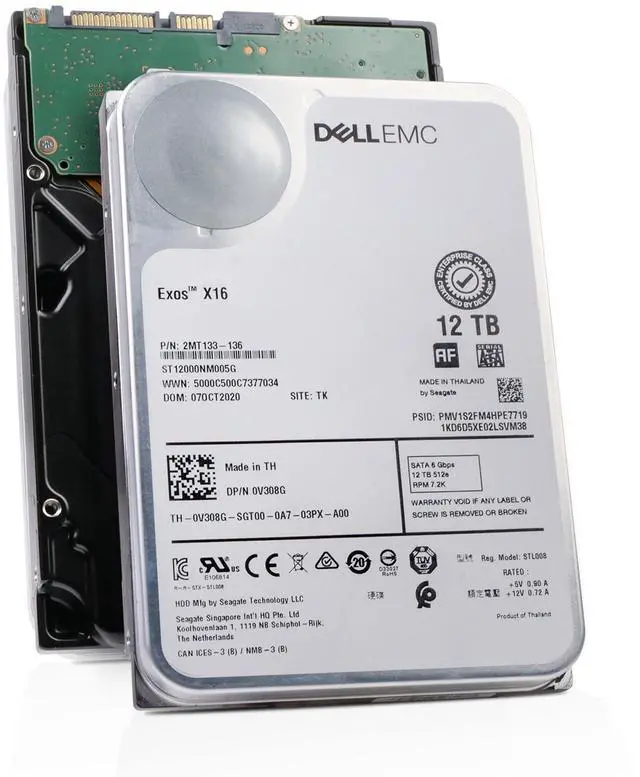 Main image of Dell/Seagate Exos X16 12TB ST12000NM005G 7.2K RPM SATA 6Gb/s 512e 3.5" HDD