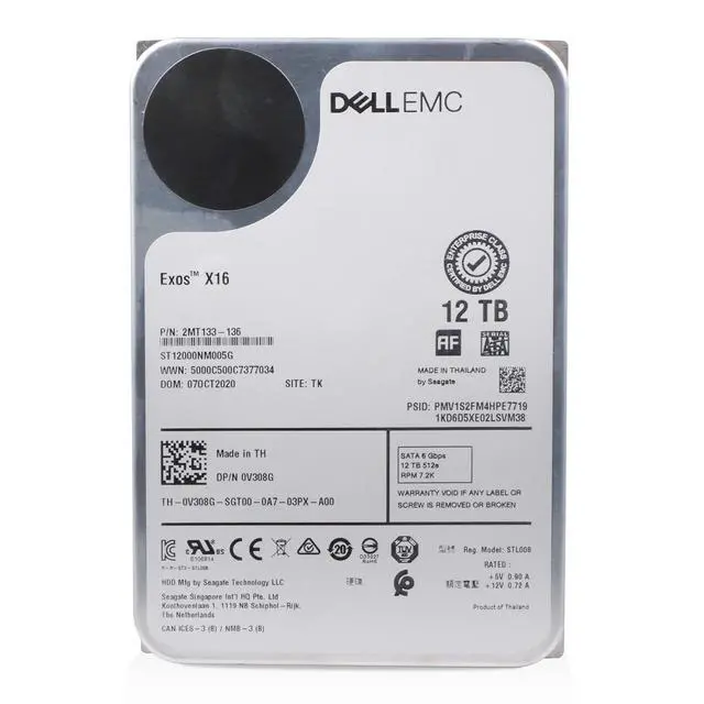 Alt view image 5 of 7 - Dell/Seagate Exos X16 12TB ST12000NM005G 7.2K RPM SATA 6Gb/s 512e 3.5" HDD
