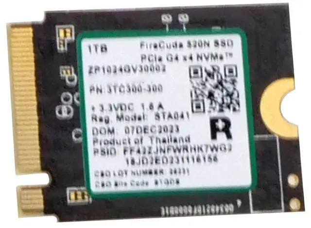 Alt view image 3 of 5 - Seagate FireCuda 520N 1TB ZP1024GV30002 PCIe Gen 4 4 NVMe 8GB/s M.2 2230 SSD