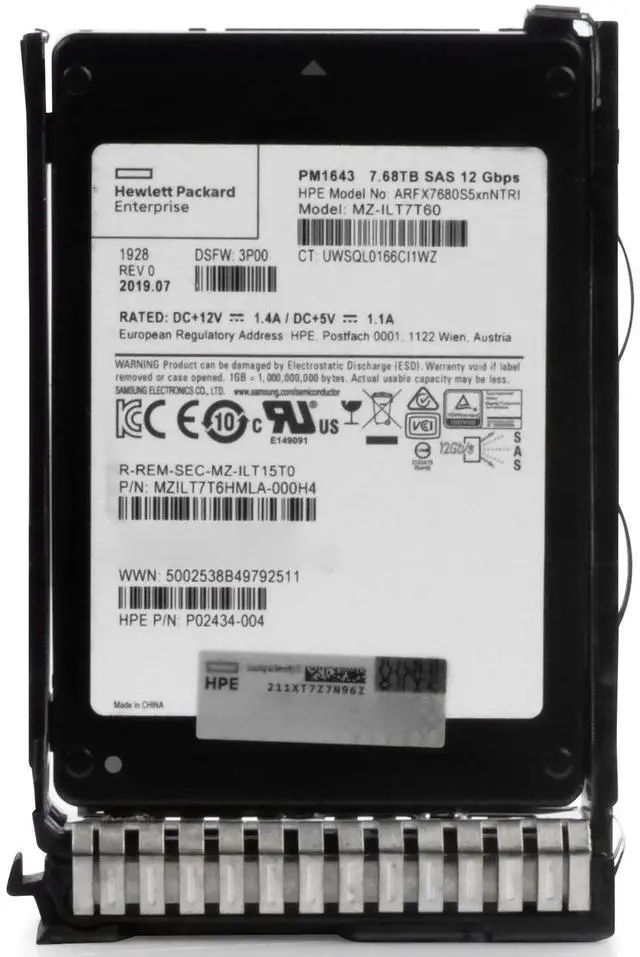 Alt view image 5 of 7 - (NOT FOR HOME PC!) HP Gen 8 7.68TB 867212-001 SAS 12Gb/s 3D TLC 1 DWPD 2.5" Enterprise SSD