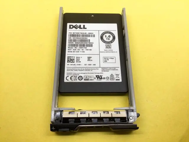 Main image of 47J3K DELL 1.6TB SATA 6Gb/s Write Intensive 2.5in SSD 047J3K MZ-7KM1T6A