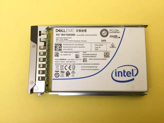Main image of KRT3G Dell 3.84TB PCle NVMe Read Intensive U.2 2.5" SSD 0KRT3G SSDPF2KX038T9E