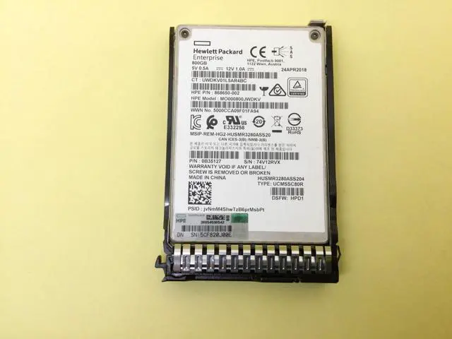 Main image of (NOT FOR HOME PC!) 873363-B21 HPE 800GB SAS 12G MIXED USE SFF SC PM5 SSD 873569-001