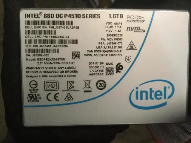 Main image of EMC Intel DC P4510 SERIES 1.6TB PCIE3.0 NVMe U.2 2.5in SSD SSDPE2KX016T8M