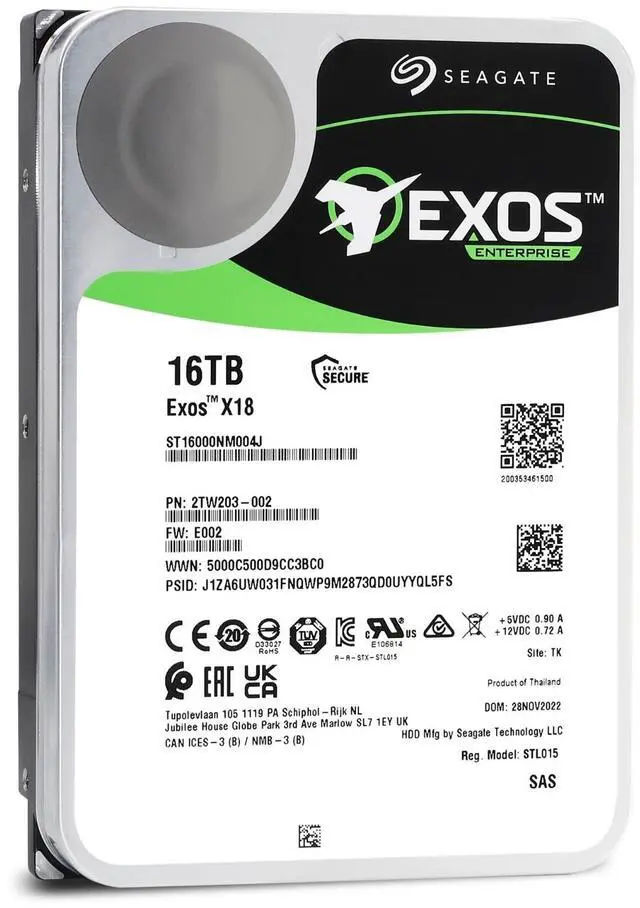 Alt view image 3 of 3 - (NOT FOR HOME PC!) Seagate Exos X18 16TB ST16000NM004J 7.2K RPM SAS 12Gb/s 512e 3.5" Enterprise HDD
