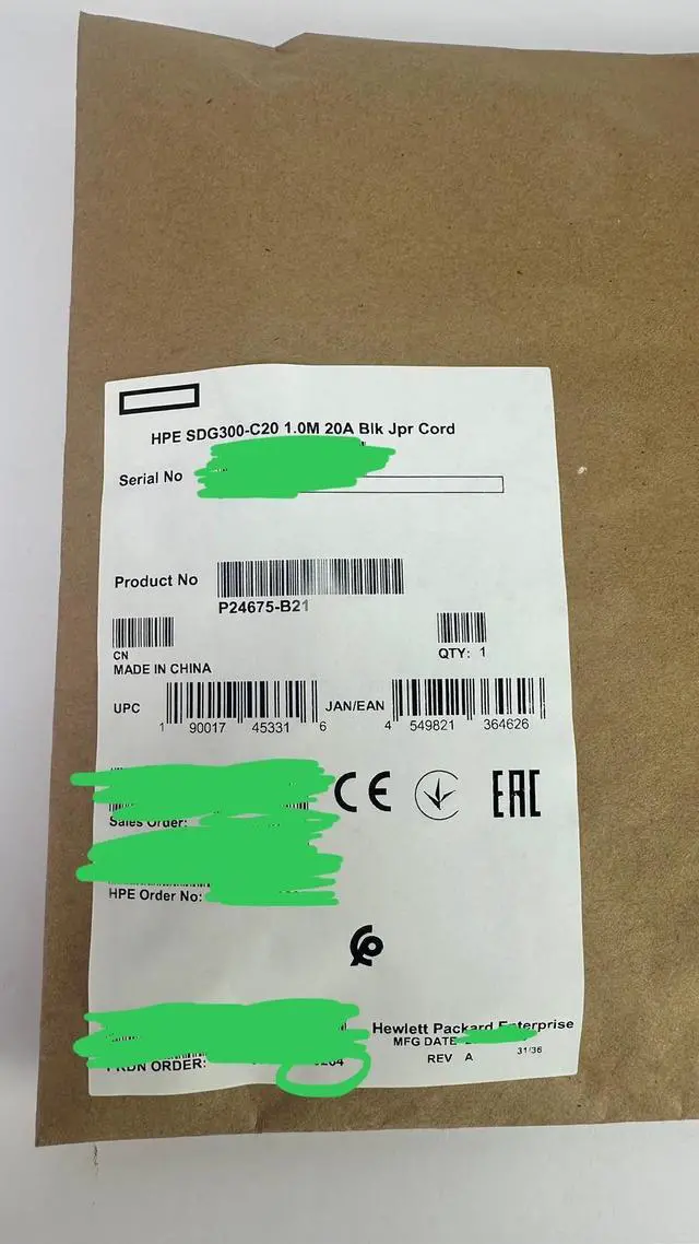 Main image of HPE Saf-D-Grid 300V SDG300-C20 250V 16A 1M Power Cord Apollo n2600/Cray 3000W