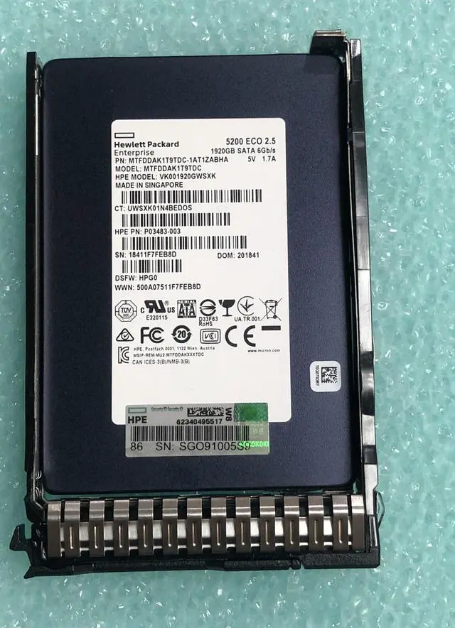 Main image of 1.92TB SATA 6G HPE Micron 5200 Eco Read Intensive 2.5 SFF SSD Smart Carrier SC