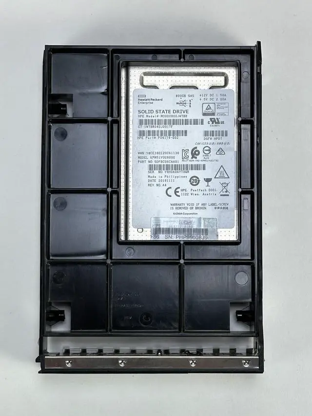 Alt view image 6 of 6 - (NOT FOR HOME PC!) HPE 800GB SAS 12G DS MU LFF 3.5 SSD Mixed Use 98-99% Kioxia PM5-V LP P06579-001