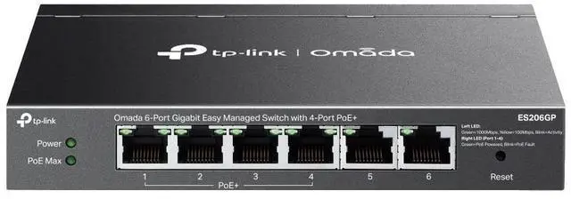 Alt view image 2 of 7 - TP-Link ES206GP | Omada 6-Port Gigabit Easy Managed Desktop Switch | 4-Port PoE+