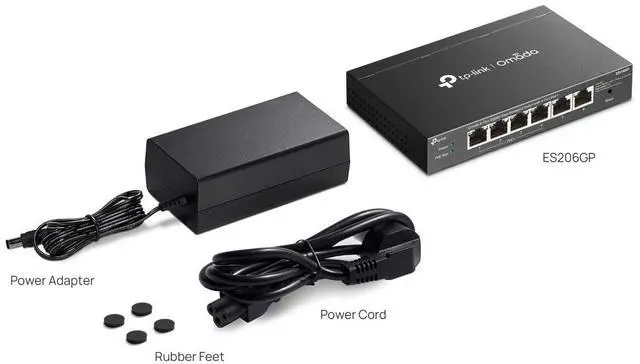 Alt view image 7 of 7 - TP-Link ES206GP | Omada 6-Port Gigabit Easy Managed Desktop Switch | 4-Port PoE+