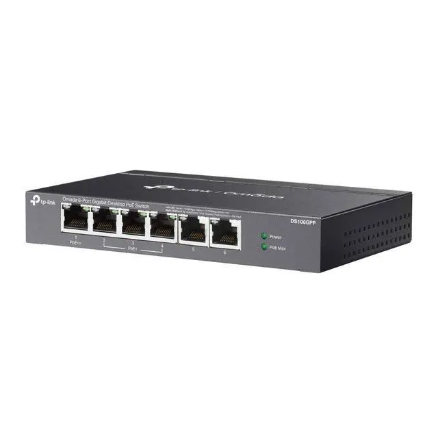 Alt view image 2 of 7 - TP-Link DS106GPP | Omada 6-Port Gigabit PoE++ Unmanaged Desktop Switch
