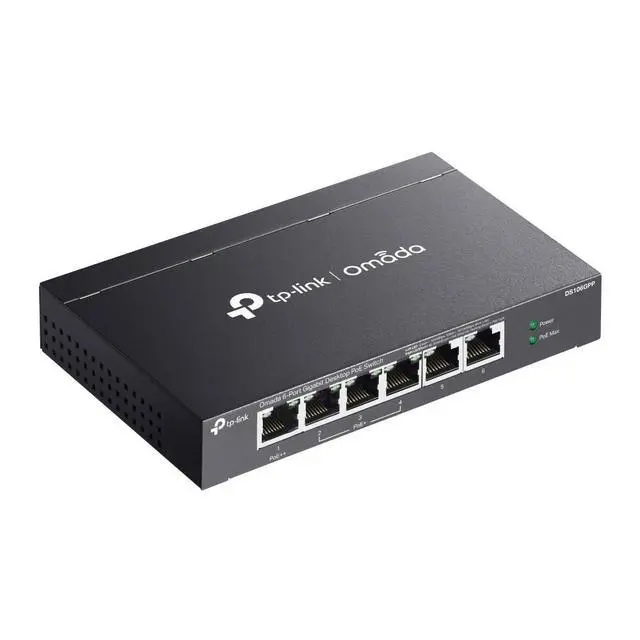 Alt view image 3 of 7 - TP-Link DS106GPP | Omada 6-Port Gigabit PoE++ Unmanaged Desktop Switch