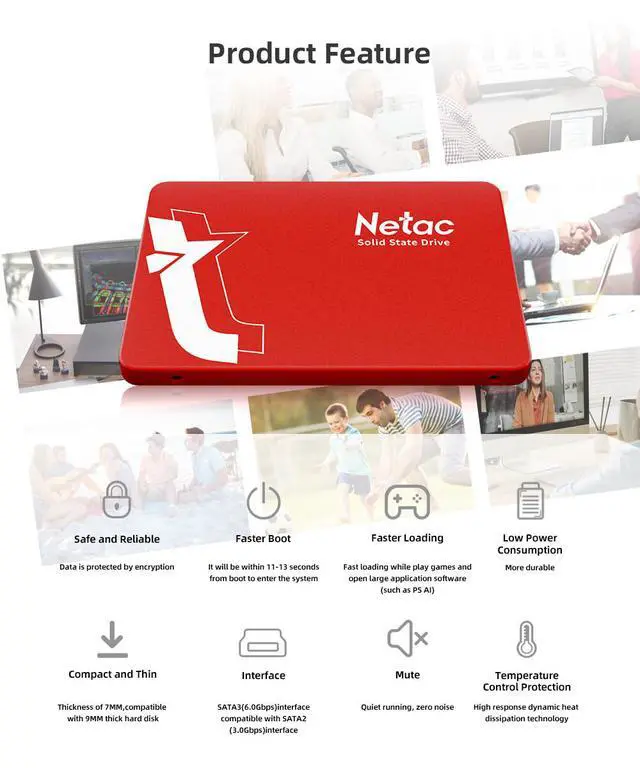 Alt view image 5 of 7 - Netac 256GB SSD 3D NAND 2.5'' SATA III 6GB/s Internal Solid State Drive 500MB/s