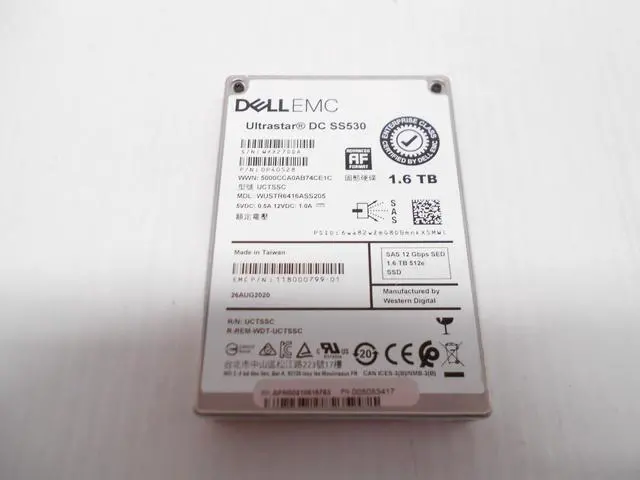 Main image of (NOT FOR HOME PC!) Dell HGST SS530 1.6TB SSD SAS 2.5" 12G Server Hard Drive WUSTR6416ASS205 HP